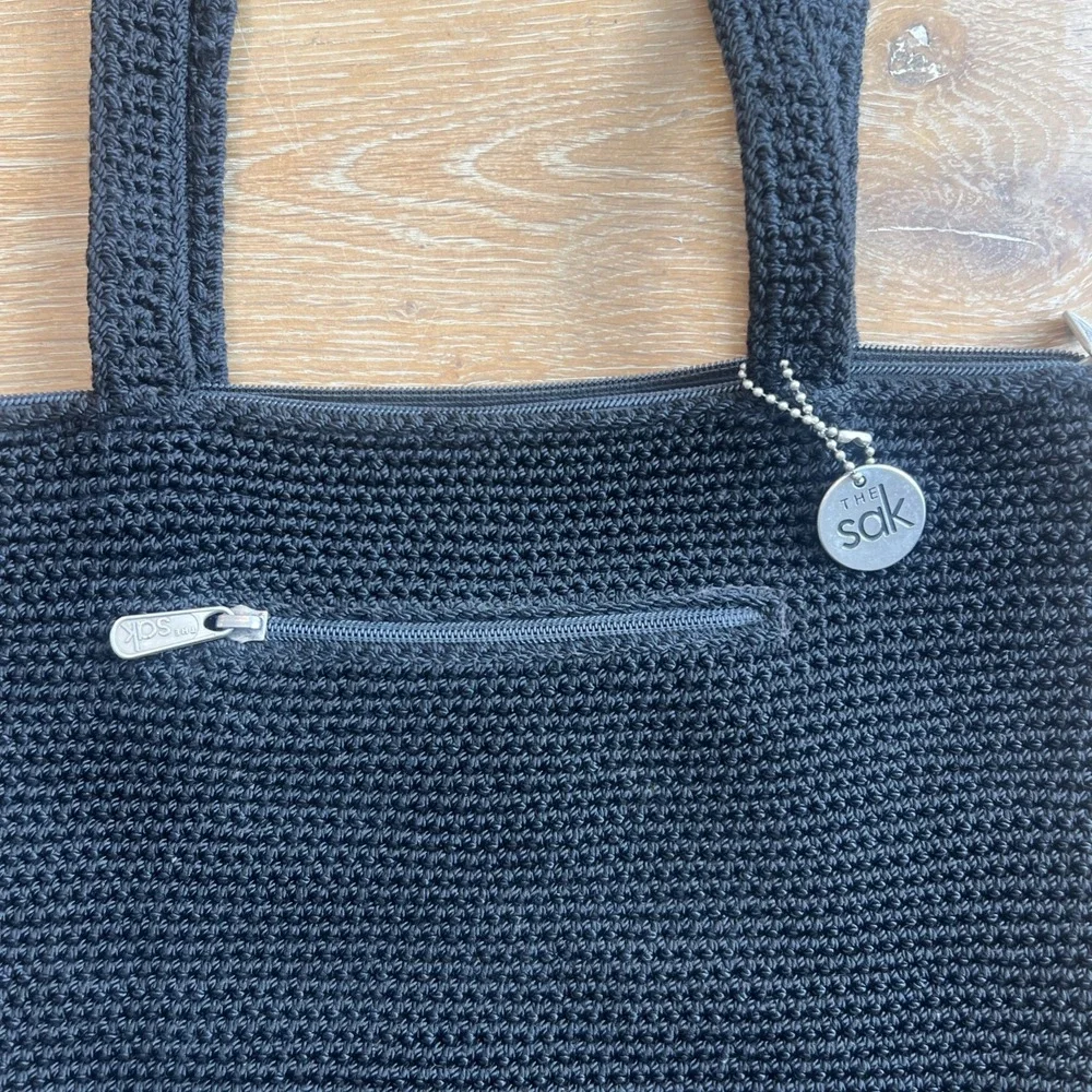 The Sak Medium‎ Crochet Handbag Black Double Handle Bag